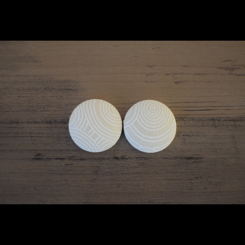 White and Cream Handmade Button Earrings